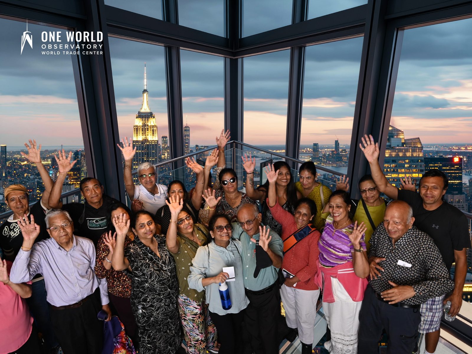 Group cheering at the observatory