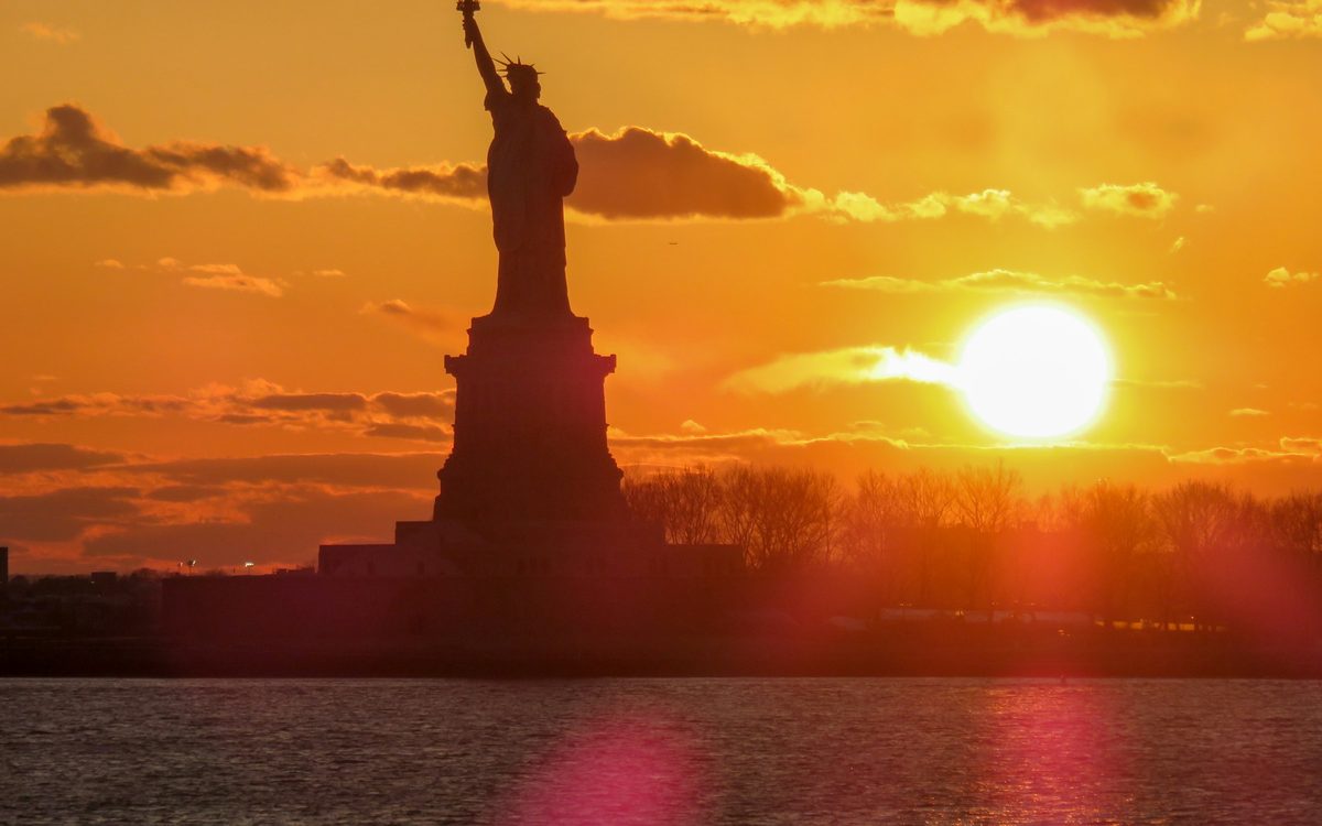 Statue of Liberty at sunset